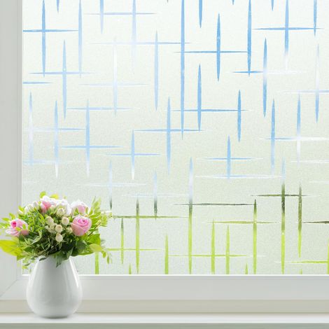 Film anti-UV électrostatique motif croisé, privatif mat, 44.5x200cm (1/5)