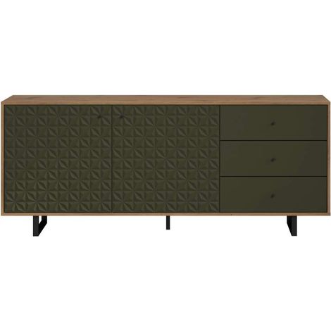 Sentra Sideboard grün, Eiche dekor.