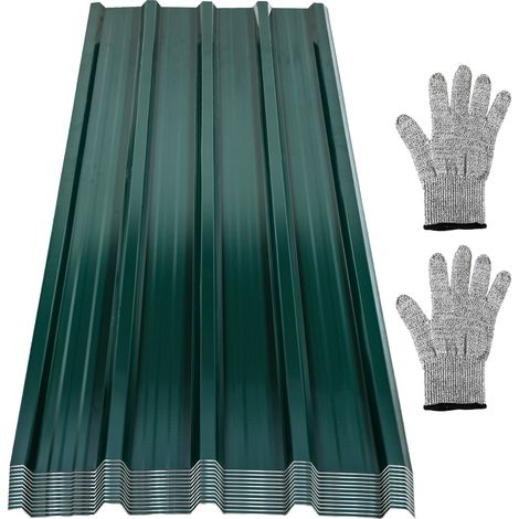 SWANEW Lastra di copertura l.1,28m x L.0,46 m, ep.0.25 mm  Verde  Lamiera d'acciaio per trogoli  Superficie coperta : 7㎡ (12pz) (1/5)