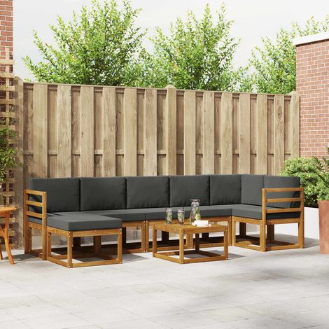 Outdoor-Sofagarnitur mit Kissen 8 pcs Natur und Anthrazit