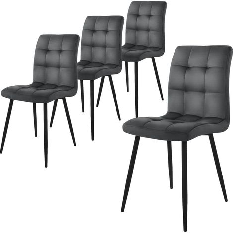 ML-Design Esszimmerstühle 4er Set, Anthrazit, Küchenstuhl mit Samtbezug, Wohnzimmerstuhl mit Rückenlehne, Polsterstuhl mit Metallbeinen, Ergonomischer Stuhl für Esstisch, Esszimmerstuhl Küchenstühle (1/5)