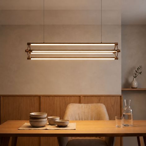 Pendellampe Hängelampe Esstischleuchte Stab Design schwarz gold LED H 150 cm (1/5)