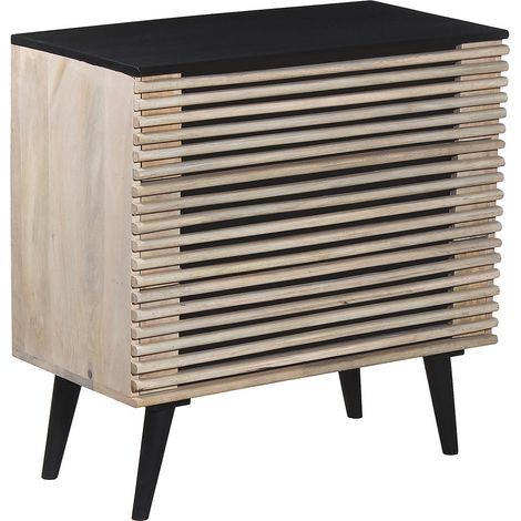 VENITIEN - Commode 3 Tiroirs en Manguier Massif et Noir Façades Ajourées (1/4)