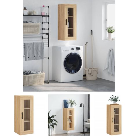 Sonoma-Eiche - vidaXL Wandschrank Sonoma-Eiche 34,5x34x90 cm - Stauraum (1/5)