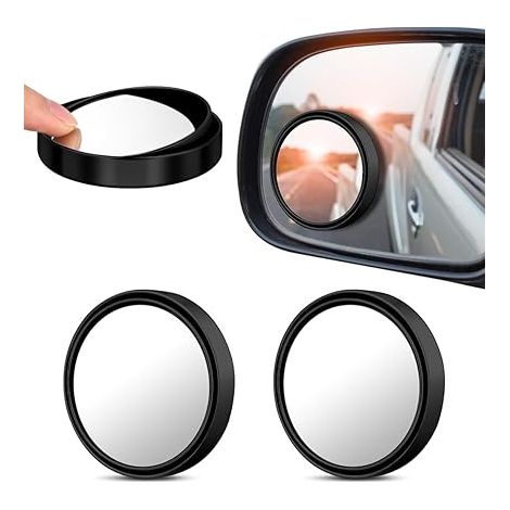 Miroir D'angle Mort De Voiture, 360 ° d'Angle Mort Grand Angle Réglable Blind Spot Mirror, Rétroviseur Grand Angle, Etanche, pour Véhicules, Moto, Camions et SUV - Noir (1/5)