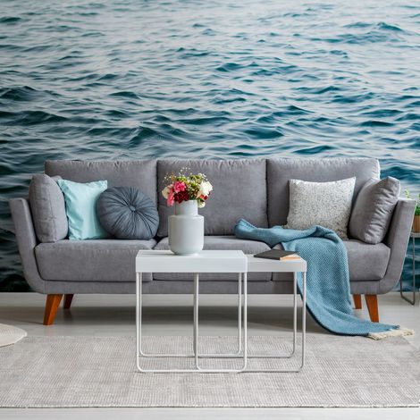 Fototapete Profhome 382581 heißgeprägte Vliestapete glatt im maritimen Design matt blau weiß 3,71 m x 2,8 m