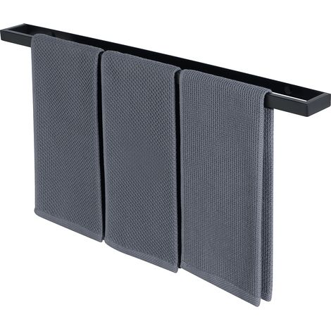 70CM Porte Serviette Salle de Bain, Support Serviette Mural en Acier Inoxydable pour Cuisine Lavabo Toilette, Montage à Vis, Noir Mat, EGJF070-B (1/5)