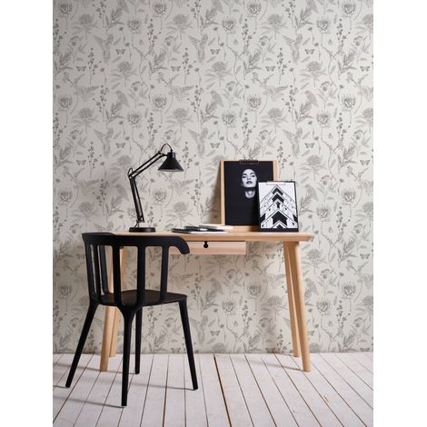 A.S. Création Drawn Into Nat 394292 Vliestapete Blumen / Floral 10.05 x 0.53 m Schwarz Wohnzimmer Schlafzimmer Büro (1/5)