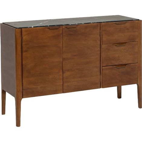 Buffet en bois de manguier et marbre noir Roch (1/5)