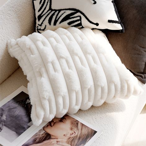 Lot de 2 housses de coussin décoratives pour salon, chambre, bureau, 45x45 cm, blanc, luxe moderne.