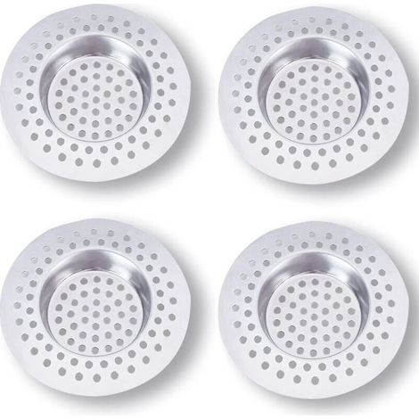 Filtre Evier Cuisine INOX (Lot de 3) - Attrape Cheveux Douche 7,5 x 7,5 cm, Filtre 90 Trous, Grille,Accessoire Cuisine,Salle de Bain, Cuisine (1/4)