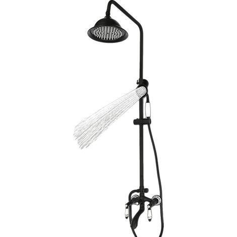 Système de douche, laiton et acier inoxydable 304, hauteur réglable de 78 à 115 cm, longueur du tuyau 1,5 m, température de l'eau jusqu'à 80℃, pommeau de douche rond de 20 cm (1/5)