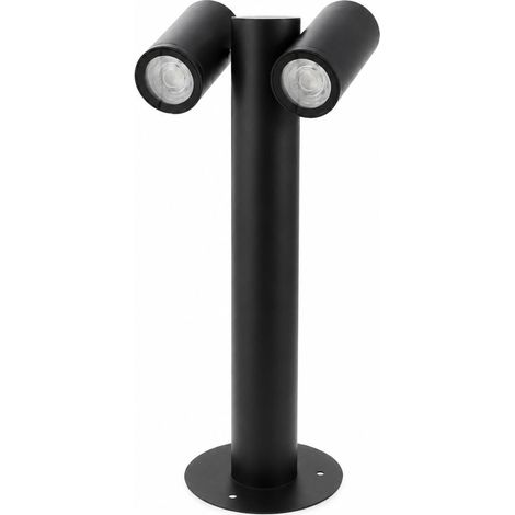 Balise Urban double, deux douilles GU10, étanchéité IP44, finition noir mat. Convient pour les allées, chemins et terrasses (ampoule non incluse). (1/5)