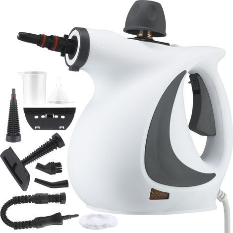 Nettoyeur à Vapeur Portable, 1050 W Nettoyant Vapeur à Main avec 12 Accessoires, 3,2 bars, Multi-Usage Steam Cleaner, Pour Canapé Tapis Matelas Meuble Voiture Cuisine Salle de Bain Sol Fenetre (1/5)