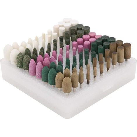Tête De Meulage - Corindon Rouge - Pour Outils Rotatifs - Diamètre Tige 3 mm - 100 Pièces (1/4)