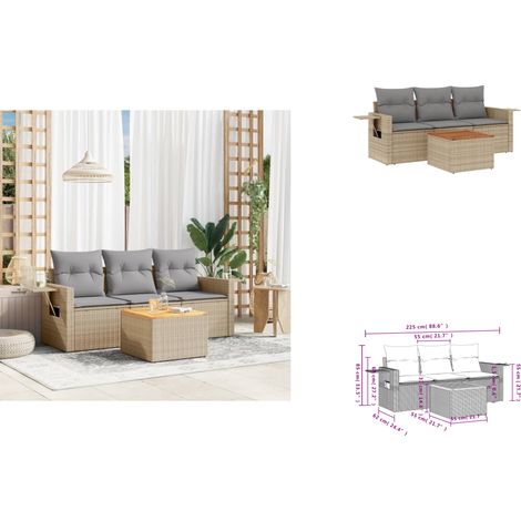 Salon de jardin avec coussins 4pcs mélange beige résine tressée - Ensemble Salon De Jardin - Meuble Extérieur - Résine Tressée - Rotin Synthétique - Mobilier De Jardin (1/3)