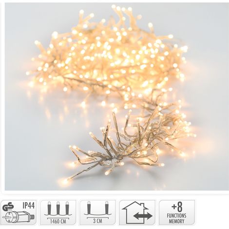 LUCI DI NATALE GHIRLANDA 2016 LED BIANCO EXTRA CALDO 8 GIOCHI DI LUCE ESTERNO ALBERO INTERNO