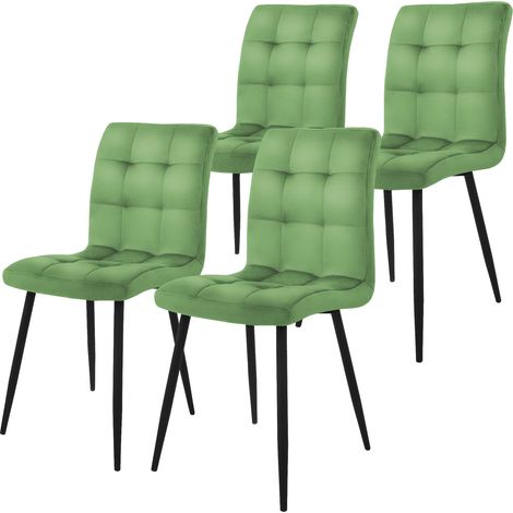 ML-Design Esszimmerstühle 4er Set, Salbei, Küchenstuhl mit Samtbezug, Wohnzimmerstuhl mit Rückenlehne, Polsterstuhl mit Metallbeinen, Ergonomischer Stuhl für Esstisch, Esszimmerstuhl Küchenstühle (1/5)