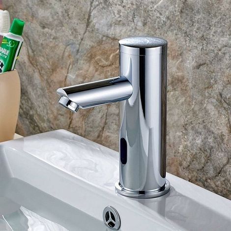Robinet Automatique - Capteur Infrarouge - Fontaine Lavabo Salle De Bain - À Piles - Eau Froide - Chrome - 1 Pièce (1/5)
