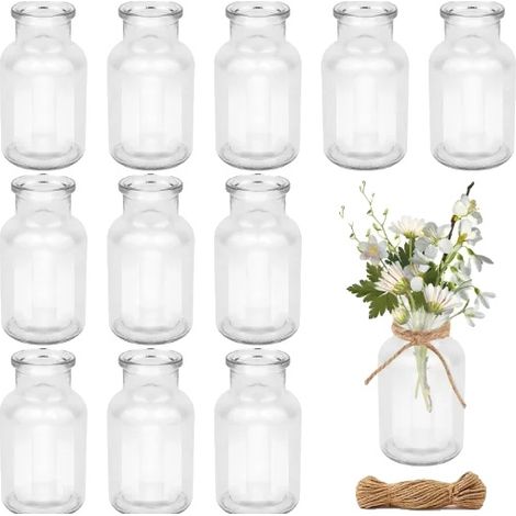Mini vases en verre clair, styles variés, décoration de centre de table, type1-12pcs-125ml (1/2)