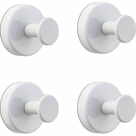Lot de 4 Crochets à Ventouse en Acier Inoxydable, Crochets Muraux Réutilisables, Crochets à Ventouse étanches pour Fenêtres, Salle de Bain, Cuisine, Murs Lisses (blanc)