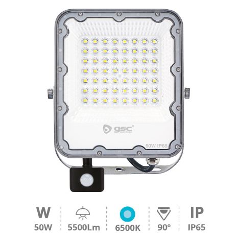 GSC 202610004  Proyector aluminio con sensor 50W 6500K IP65 Gris (1/2)