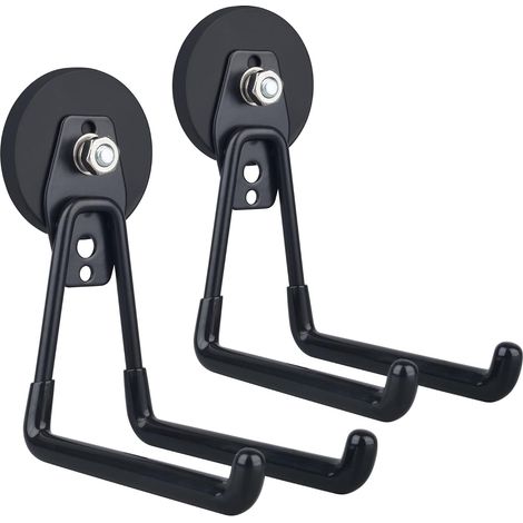 Lot de 2 grands crochets garage magnétiques robustes Fixation magnétique garage Outils de tuyau boîte planche acier atelier jardin (1/5)