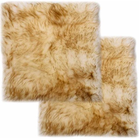 Coussins de chaise lot de 2 Mélange de marron Mouton véritable (1/5)