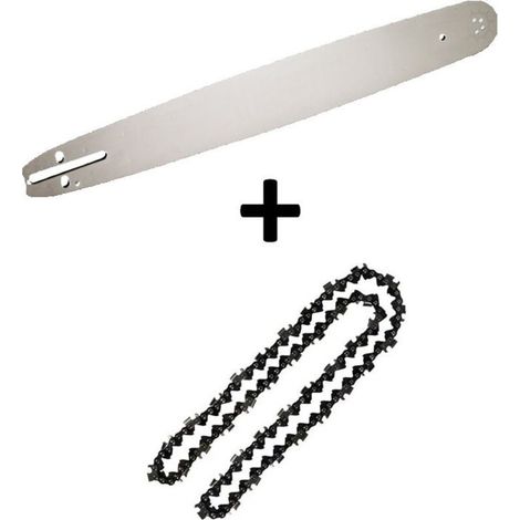 Kit Chaine Guide 50 cm, 20 pouces + 2 chaines 76 maillons pour tronçonneuse (1/4)
