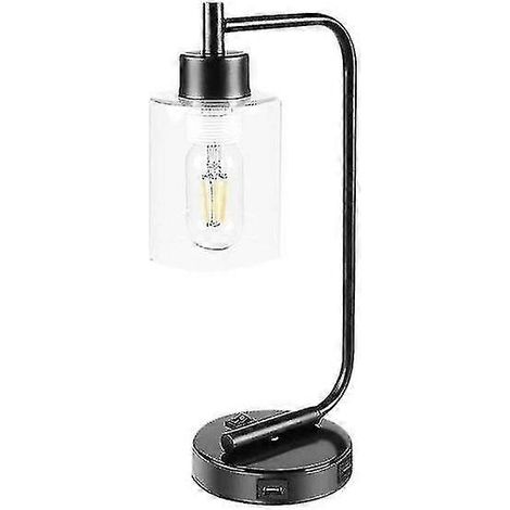 Lampe de table avec ampoule E26 et deux ports USB, idéale pour la chambre et le bureau (prise américaine). (1/5)