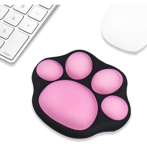 Lindo reposamuñecas con forma de huella de gato, almohada de apoyo suave y cómoda para aliviar el dolor de manos, con base de goma antideslizante para el hogar, la oficina, la computadora y la laptop 