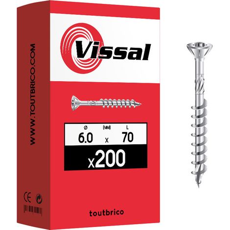 200 vis terrasse 6x70mm tête réduite Tx inox A2 - Vissal (1/2)