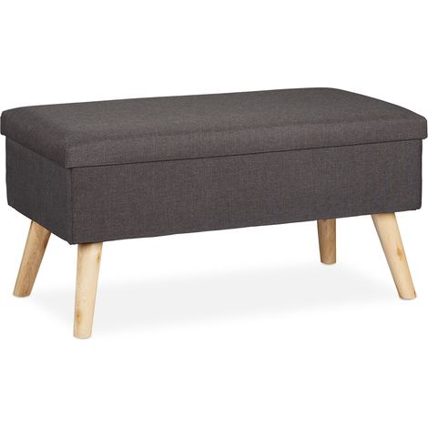 Panca con vano portaoggetti seduta imbottita 39 x 77 x 39 cm stile moderno decorazione corridoio in poliestere grigio 130008874