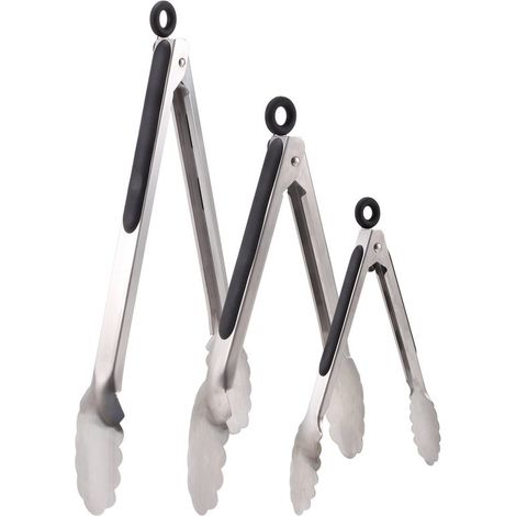 Set di 3 pinze da cucina: pinze per griglia, pinze multiuso e pinze da cucina in acciaio inossidabile (18 cm, 23 cm e 30 cm) (1/2)