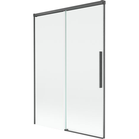Mexen Rox paravento per vasca da bagno scorrevole a 2 ante 120 x 150 cm, trasparente, grigio canna di fucile spazzolato - 8C9-1