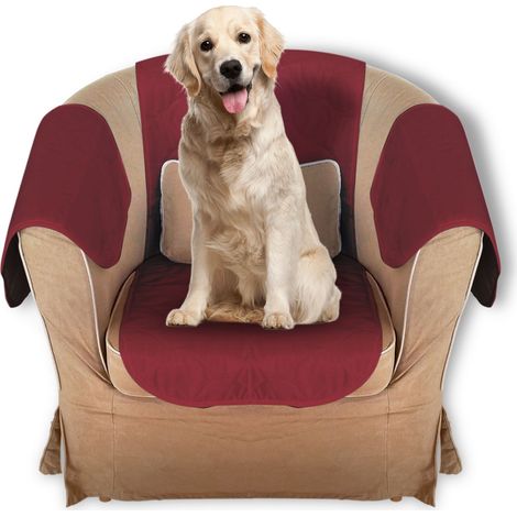 Housse de protection universelle Bordeaux FISHTEC assise 150x48 cm Accoudoirs 52x42 cm Lavable fauteuil canapé (1/4)