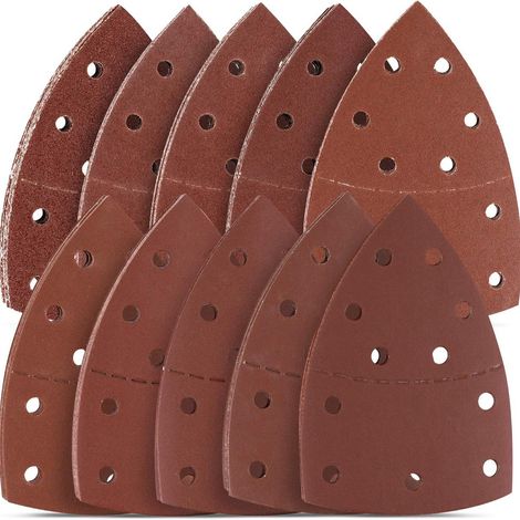 100 Pezzi di carta abrasiva per grana Ponceuse 40-600 Carta triangolare Ponceuse 11 Trous 105 x 152mm per Ponceuses de Detail (1/5)
