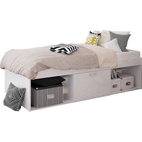 3 Feet Arctic Low Sleeper Cabin Storage Single Bed - L196 x W96 x H51 cm - White