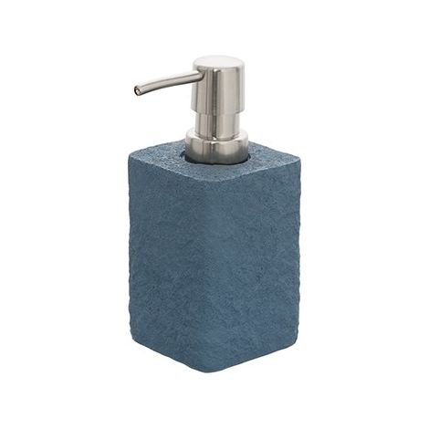 Dispenser sapone bagno in poliresina blu pastello effetto pietra Linea Sabbia Feridras