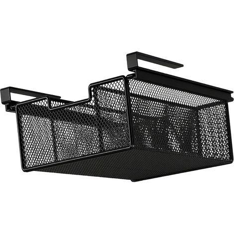 Tiroir à Panier sous Étagère, Panier de Rangement en Fer, Organisateur Suspendu sans Perçage, Corbeille Gain de Place, Panier Coulissant pour Comptoir et Placard (1/5)