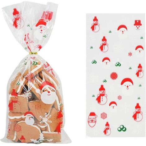Sachets Cellophane de Noël 50 pièces, Pochettes Transparentes pour Cadeaux, Emballage pour Biscuits, Bonbons et Pâtisseries de Fête, Format 2 (1/5)