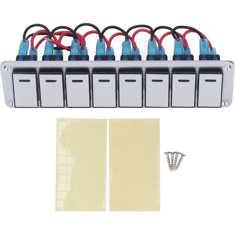 Panneau d'interrupteurs à bascule 8 postes, 3 broches, avec voyant LED bleu unique, marche/arrêt, 12-24 V (1/5)