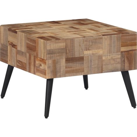 Couchtisch Grau 55x55x40 cm Recyceltes Massivholz Teak