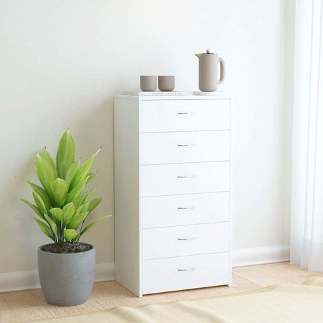 Aparador con 6 cajones madera contrachapada blanco 50x34x96 cm (1/4)