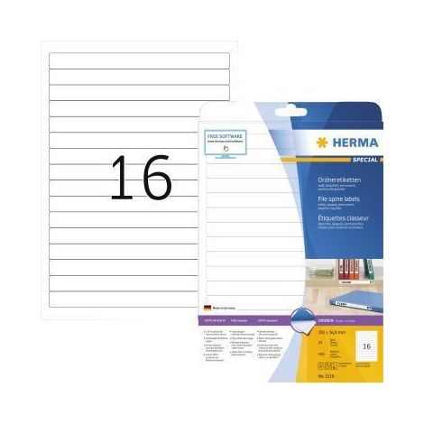 HERMA Ordneretiketten 5118 DIN A4 192x16,9mm weiß 400 St./Pack. (1/4)