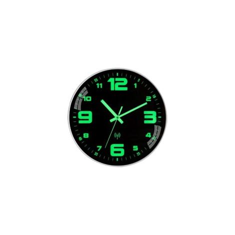 Bardusch-Horloge murale radio-pilotée 30 cm lumineuse, grands chiffres, design moderne sans bruit