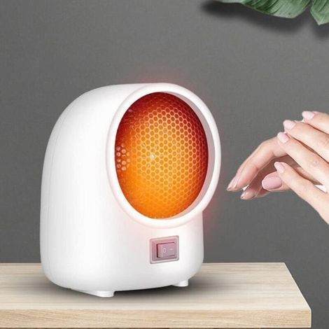 Low-consumption electric heater, 400W ceramic fan heater, 220V mini portable electric heater, PTC fast heating, no light and low noise - White (1/5)