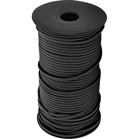 Corde de parachute robuste de 100 m, 9 brins, 4 mm, pour lanière en tissu, corde de camping (noire) (1/5)