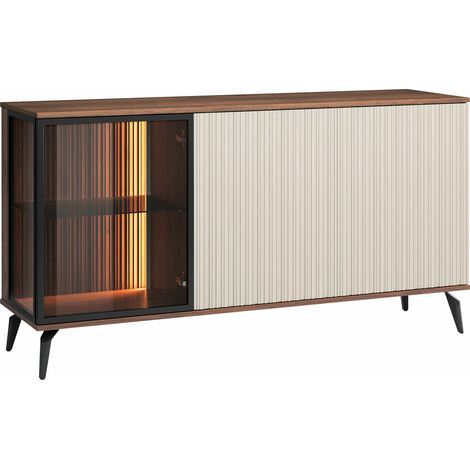 Aparador Argentas , 80x154cm, Número de puertas: 039cm, MDF, Aglomerado laminado, Vidrio templado, LED