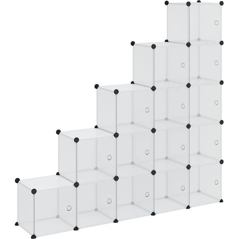 Organiseur de rangement en cube avec 15 cubes et portes en PP transparent
